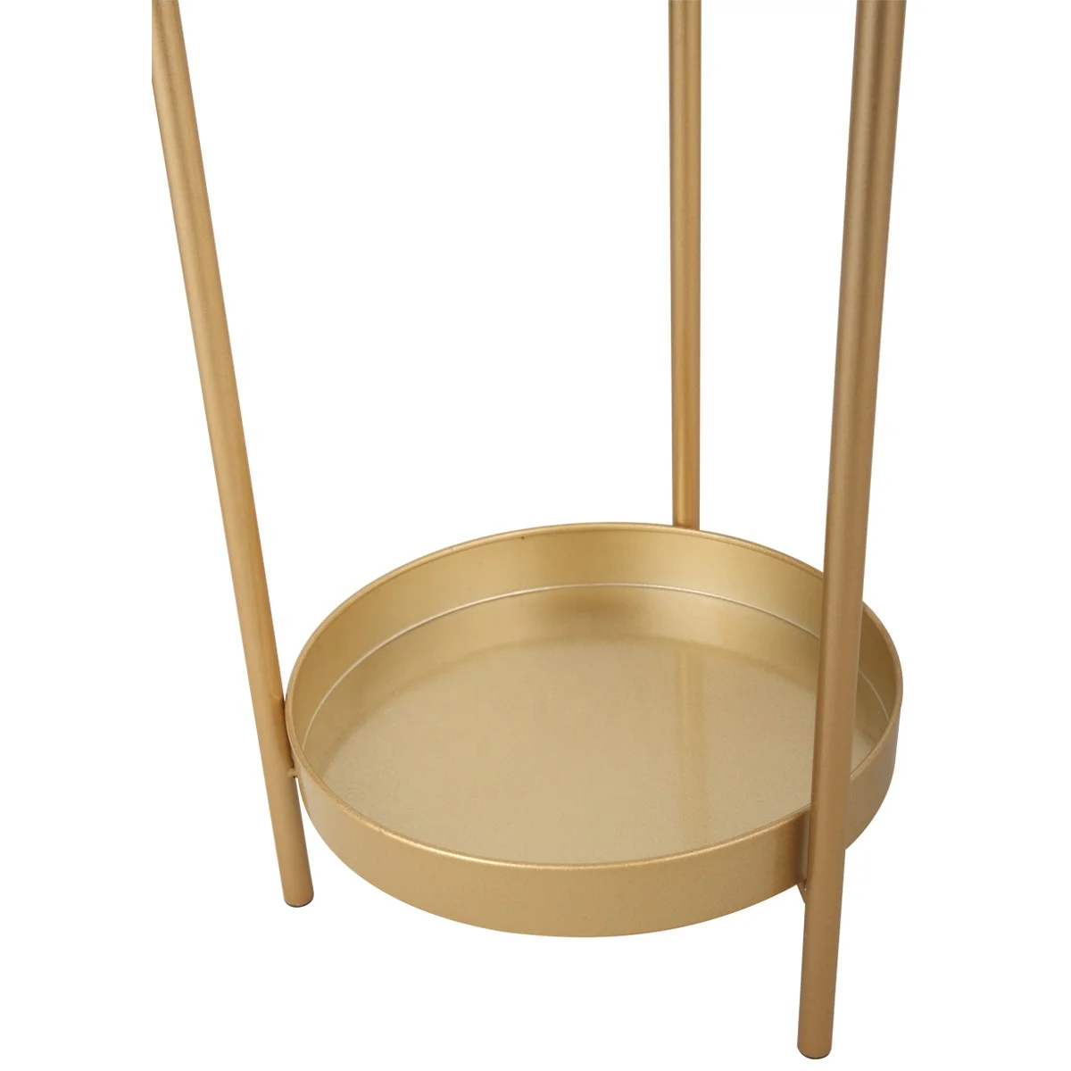 US warehouse Modern Folding Metal 2-Tier Plant Stand with 2 Round Trays for Indoor Outdoor