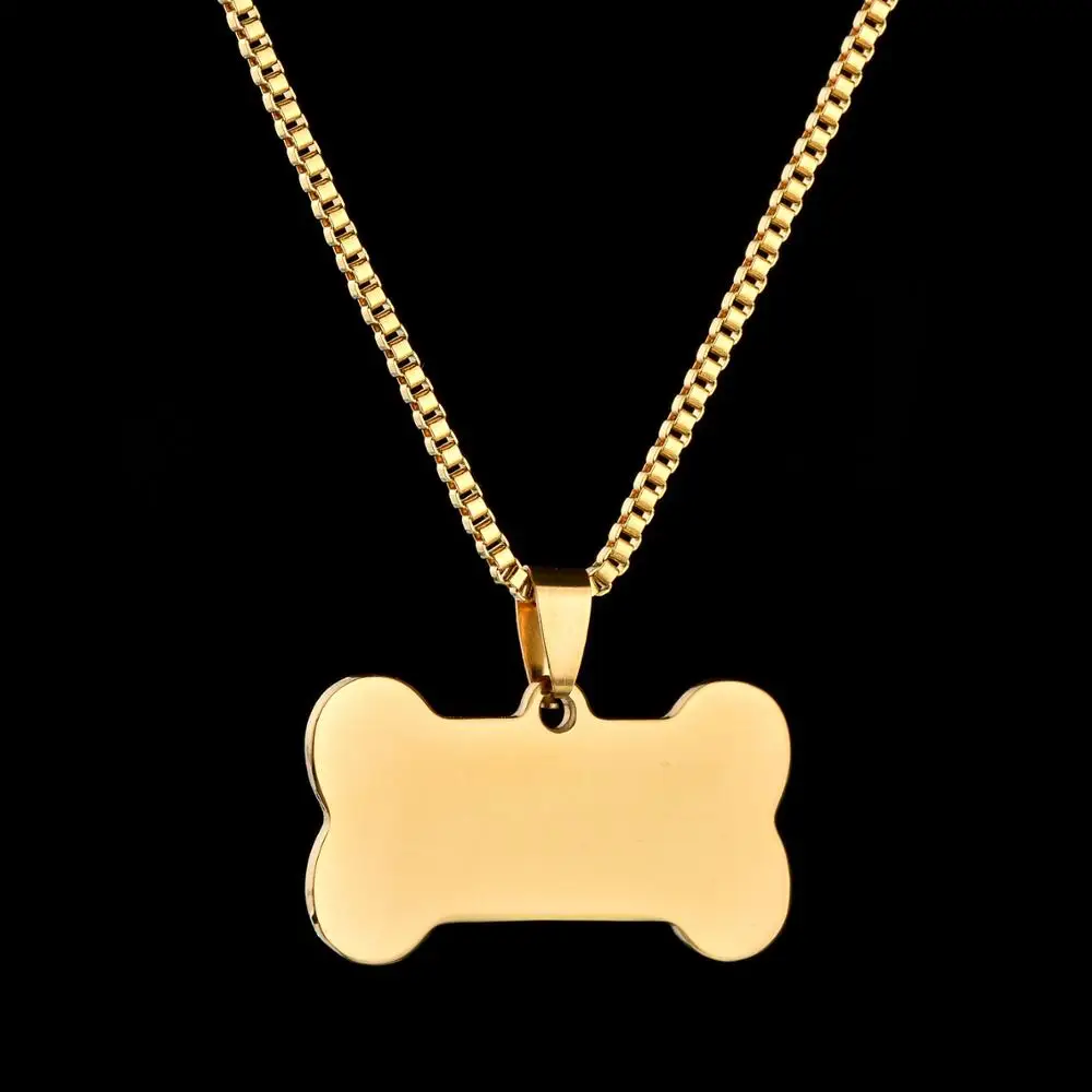 hot sale 2020 custom jewelry bone shape blank pendant nameplate ID dog  gold pendant necklace