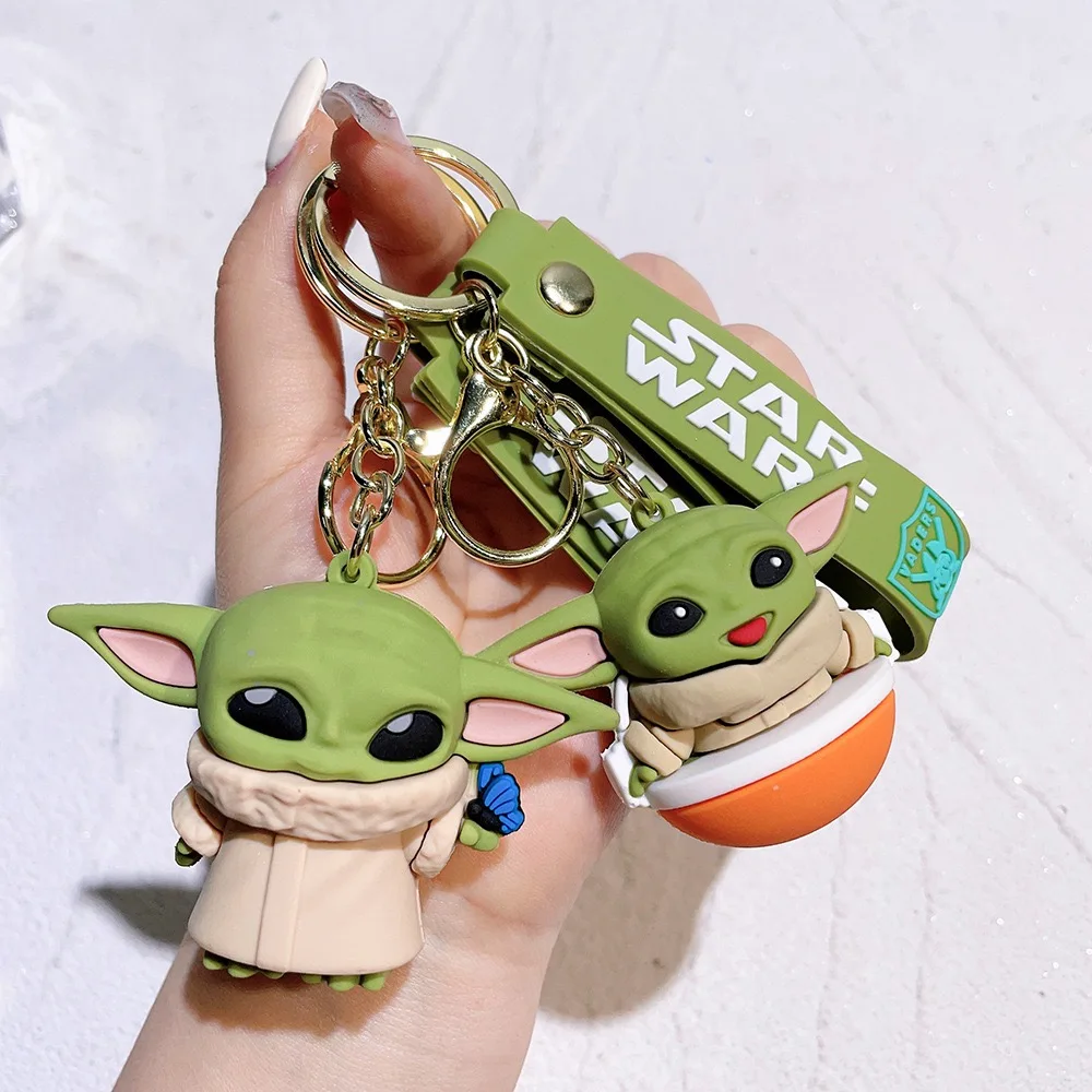 Kawaii Cute 3d Pvc Anime Cartoon Yoda Dolls KeyChain fashion Car Pendant Darth Vader Maul Leia Princess Chewbacca Luke keychain