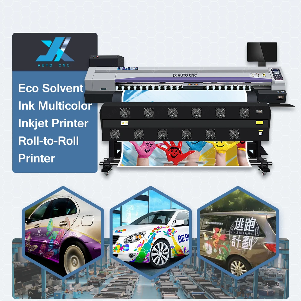 JX AUTO CNC new design 1.85m large format eco solvent printer 4 head eco solvent industrial printer printing advertising