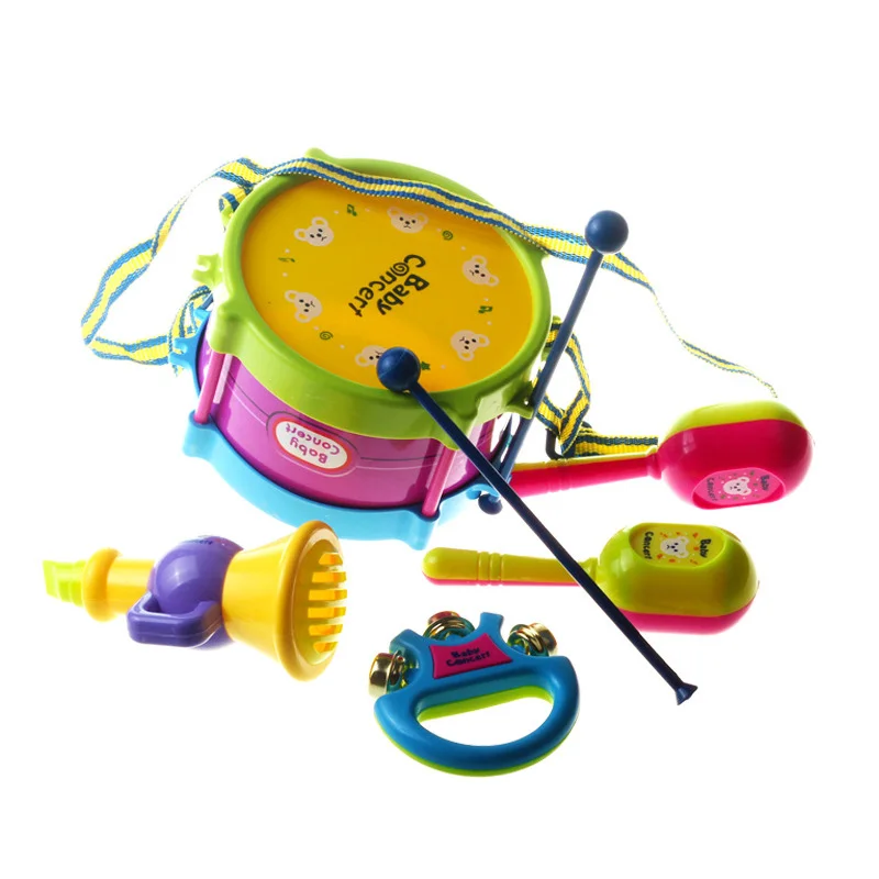 Детские Музыкальные инструменты набор игрушек Timbrel Maracas песочные яйца шейкер ручные колокольчики колокольчик детская погремушка для малышей
