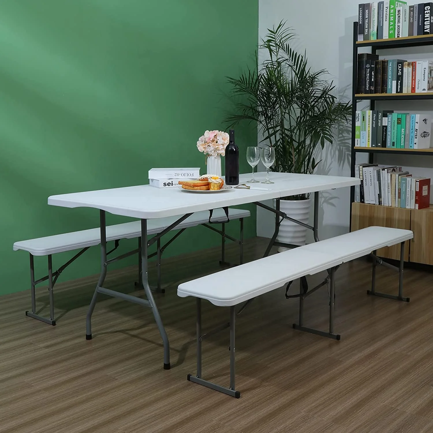 6ft 1.8m Folding Heavy Duty Catering Outdoor Trestle Party Portable Plastic Folding Tables
