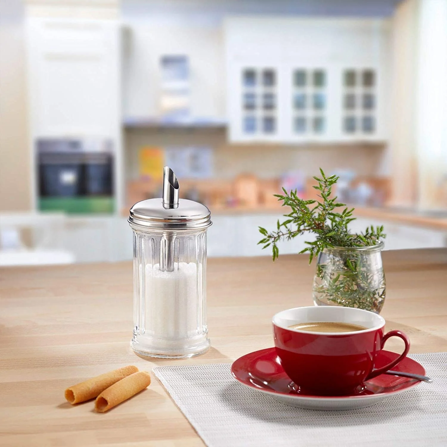 Popular international retro style sugar pouring device sugar machine sugar can with metal cover, suitable for kitchen