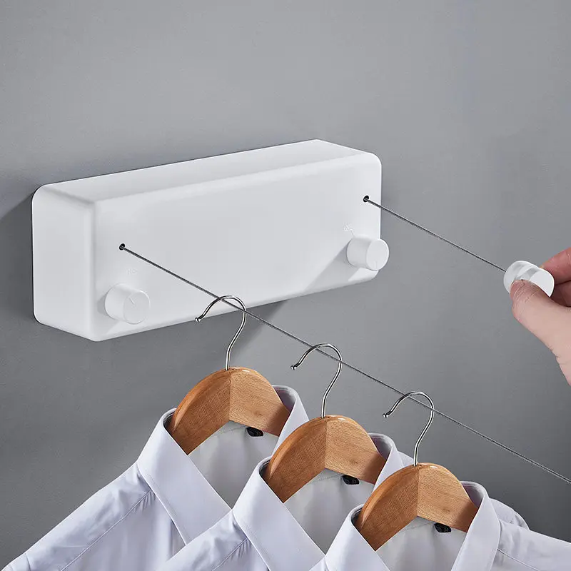 Double Hanging Cloth Line Retractable Clothes Drying Rack Stainless Steel Drying Laundry Line