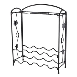 Amazon Best Sell Wine Rack Metal 8 Bottles Home Decoration Iron Wire Free Standing Wine Glasses Rack Wooden Wine Rack For Home