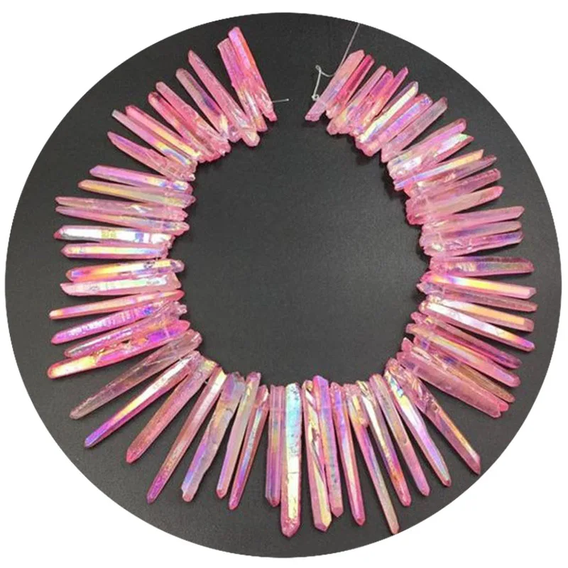 Beads Top Drilled Natural Raw Quart Cleary Crystal Points Top Drilled Spike Stick Beads Graduated Decoration Accessories