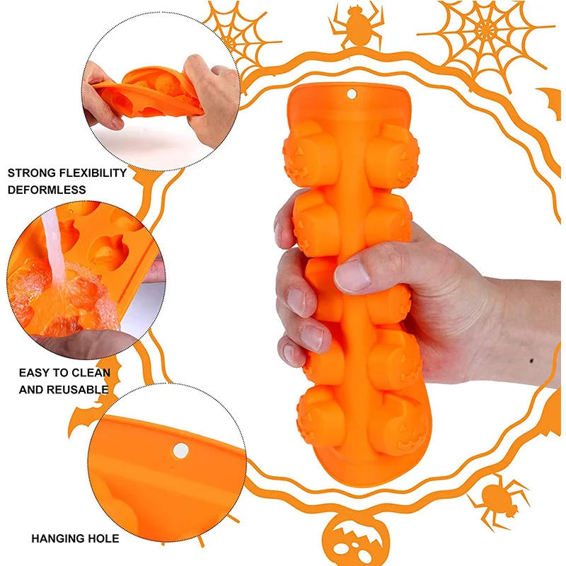 2426 Halloween Mold Pumpkin Skull Wizard Hat Bat Ghost Chocolate Chip Cookie Cake Mold