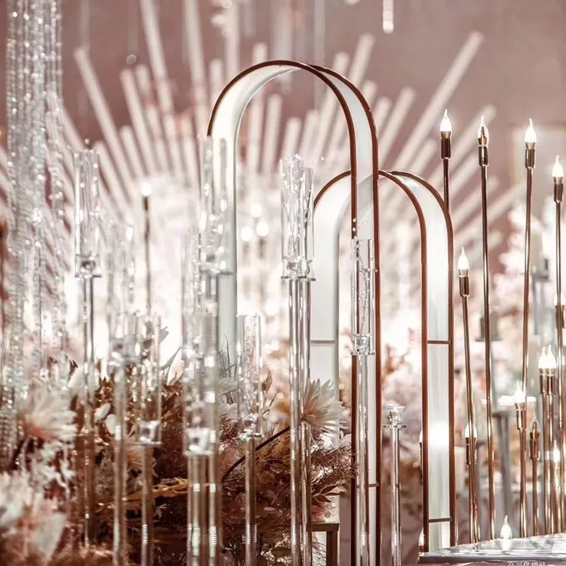 Современный хрустальный прозрачный канделябр с 8 ручками для свадьбы 128 см высокие свадебные центральные части Акриловые подсвечники для украшения стола