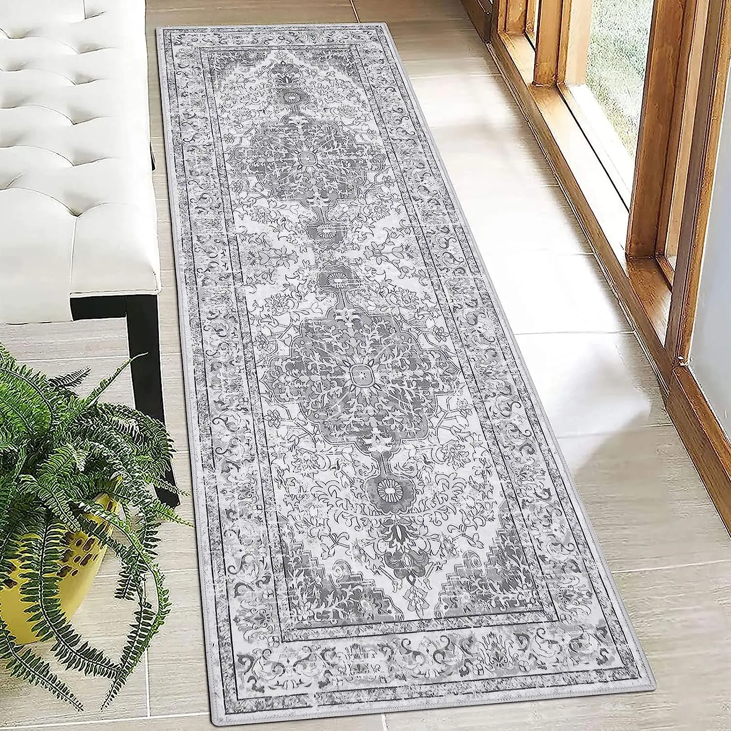 80x240cm Hallway Runner Rug Vintage Farmhouse Laundry Rug Washing machine mat Area Rug Carpet Non Slip Washable Entryway Runner