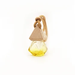 Air Freshener Diffuser Hanging Empty Glass Yellow Refillable Car Perfume Bottle for Auto Pendant Smell Essential Oil