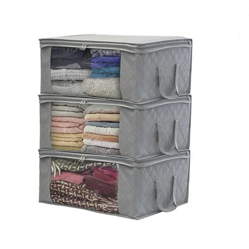 1MI SB-1 Non-woven Under-bed Quilt Storage Bag, Clothes Storage Bags With Zipper, Collapsible Bedding Storage Bags for Duvets