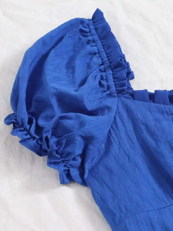 Solid Color High Quality Cotton Dresses Summer Women 2021 Fashion Girls Mini Skirt Tie Front Crinkle Dress