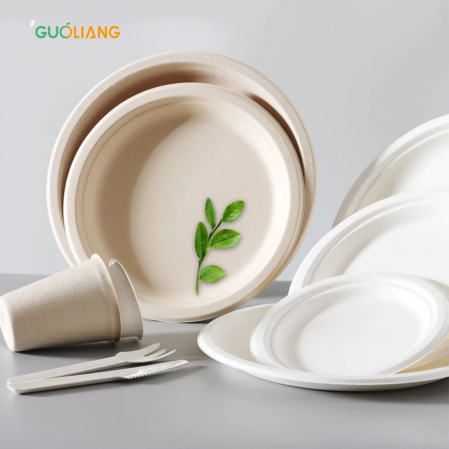 Customized Green Fast Food Tray Pulp Tableware 100% Compostable Biodegradable Disposable Paper Plates
