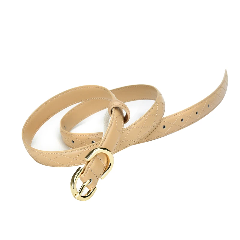 Оптовая продажа, высококачественный классический ремешок из натуральной воловьей кожи с двойной металлической пряжкой для женщин