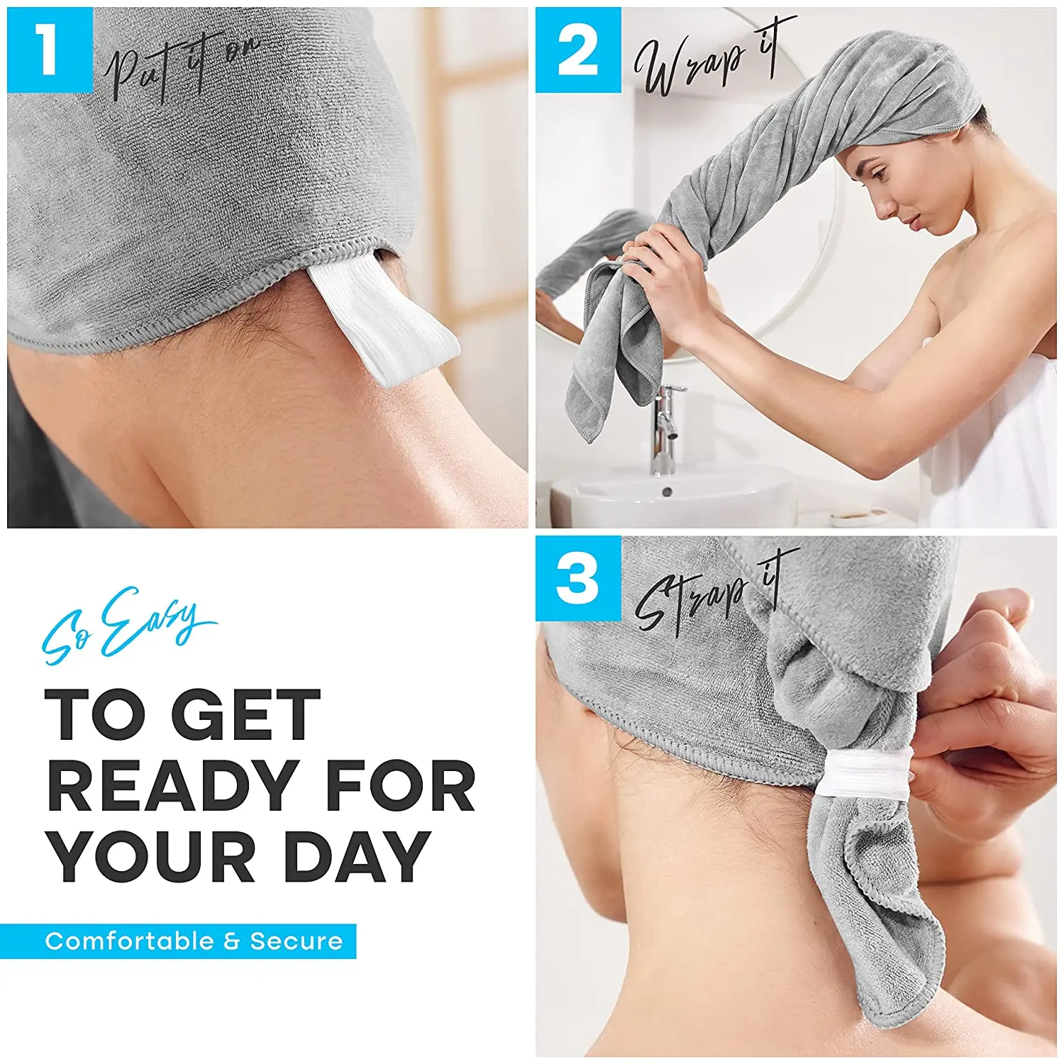 Wholesale custom logo microfiber hair wrap turban super absorbent soft custom large microfiber hair salon towel