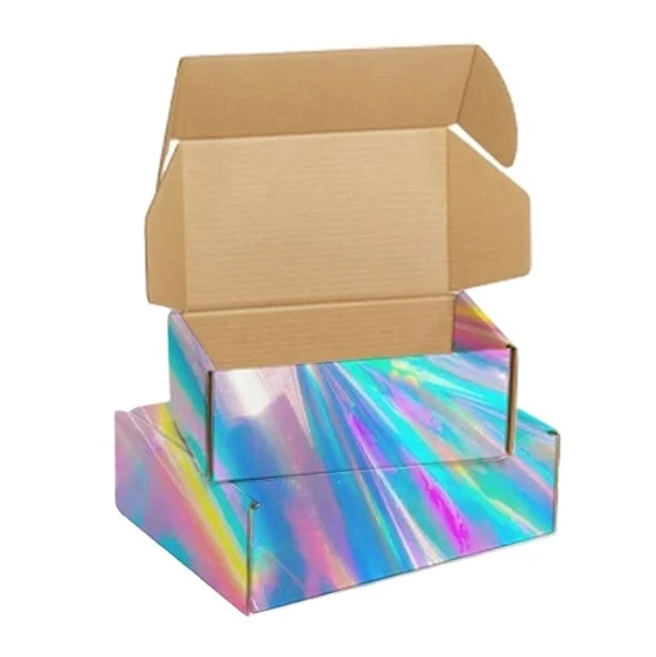 Factory Customized carton Rainbow Color Holographic Paper Gift Box Cardboard box Packaging