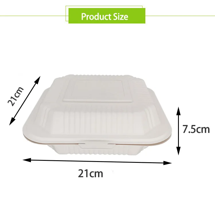 Wholesale 8 Inch Eco Friendly Biobased  Restaurant To Go Bio-Based Clamshell Packaging  Box Biodegradable Clamshell Lunch Box