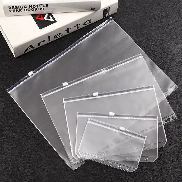 wholesale a5 a6 pvc zipper bag cash envelope budget system binder inserts pouches pvc zipper binder pouch frosted zipper bag