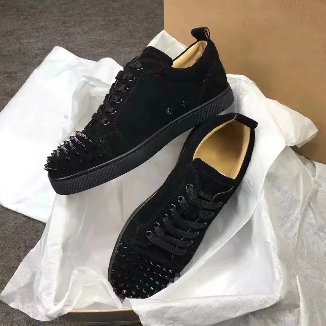 Factory Men Red Bottom Spike Shoes Men Real Genuine Leather Famous Brands for Women Luxury Designer Casual Sneakers