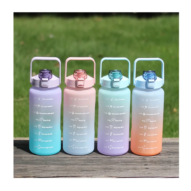 2000ML Scale Large Capacity Water Bottle Outdoor Portable Bomb Cover Spray Paint Gradient Cup Space Pot