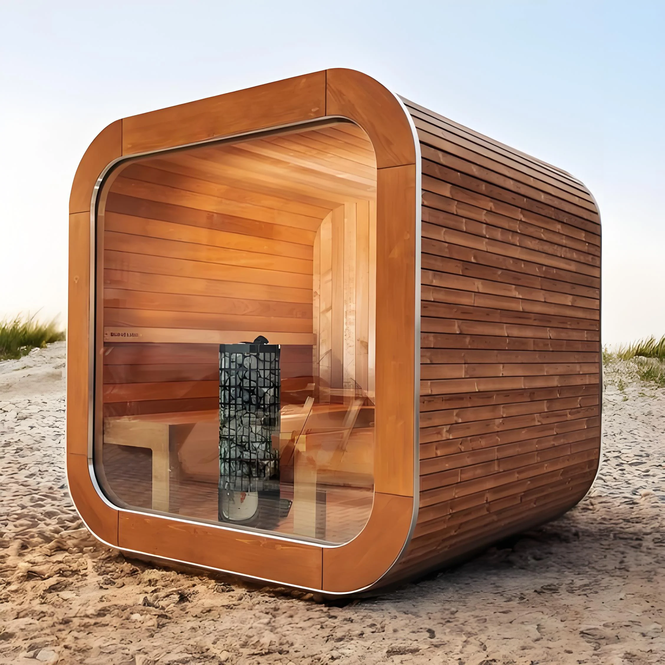 Cube Custom Outdoor Sauna Room Made in China Panoramic Traditional Steam New Design 4 Person Sauna 2024 Hot Factory Sale