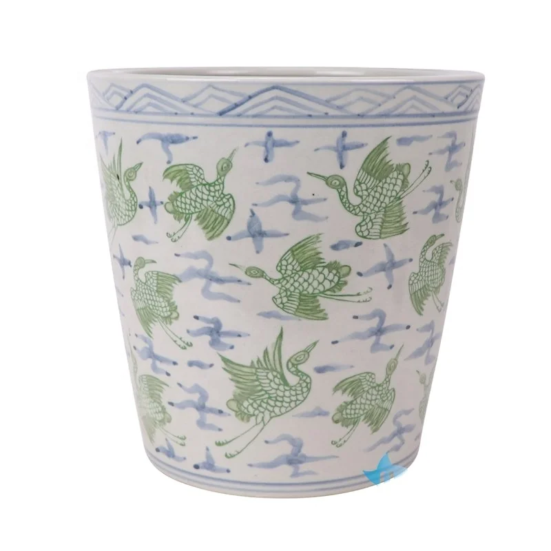 RZSX03-D Jingdezhen porcelain hand-painted blue and white crane pattern home decoration ceramic flower pot