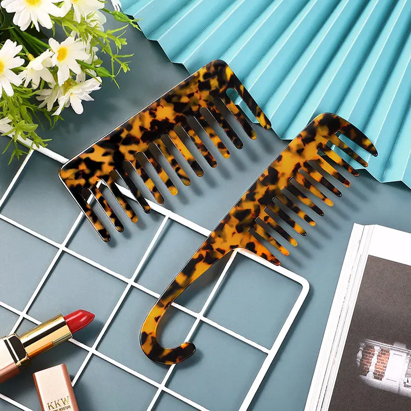 Wholesale Korean Stylish Resin Custom Logo Massage Wide Tooth Hair Cellulose Acetate Comb