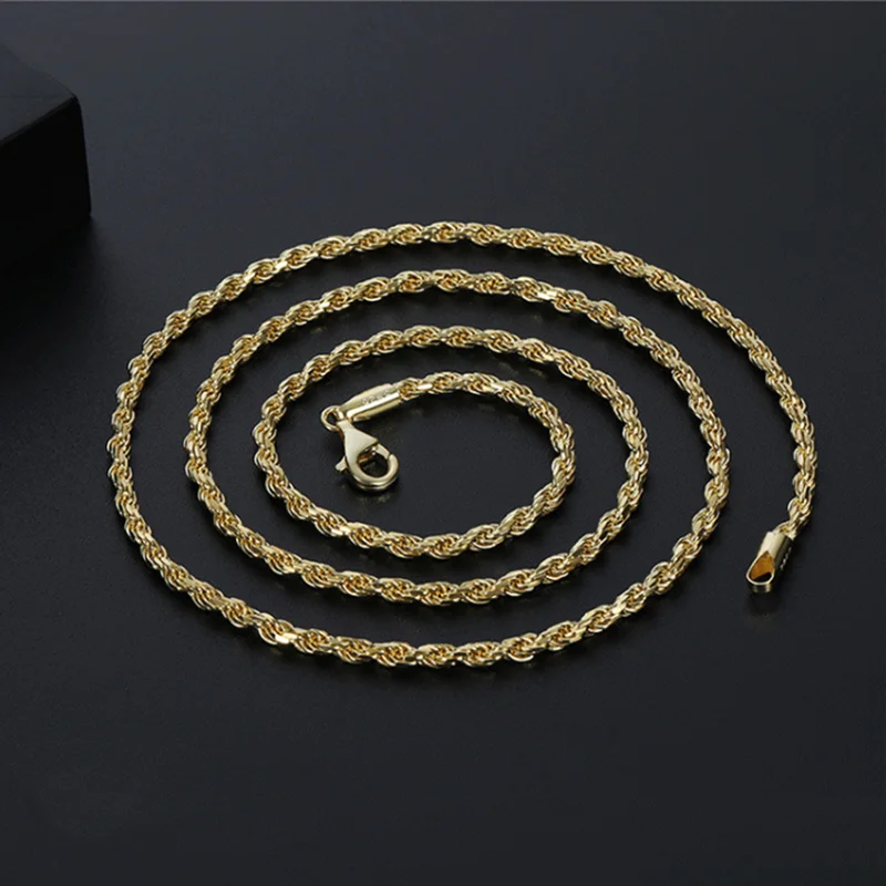 men style hip hop chain 925 sterling silver twist rope chain