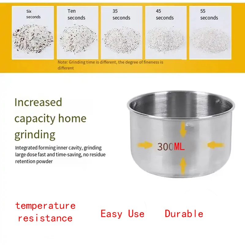 150W 300ML Electric Handhold Coffee Grinder  Coffee Mill Stainless Steel Spice Grain Grinding Machines