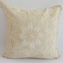 2022 New Style  Boho Style Plain Decorative  Square Pillow Covers Woven Crochet Cushion Cover