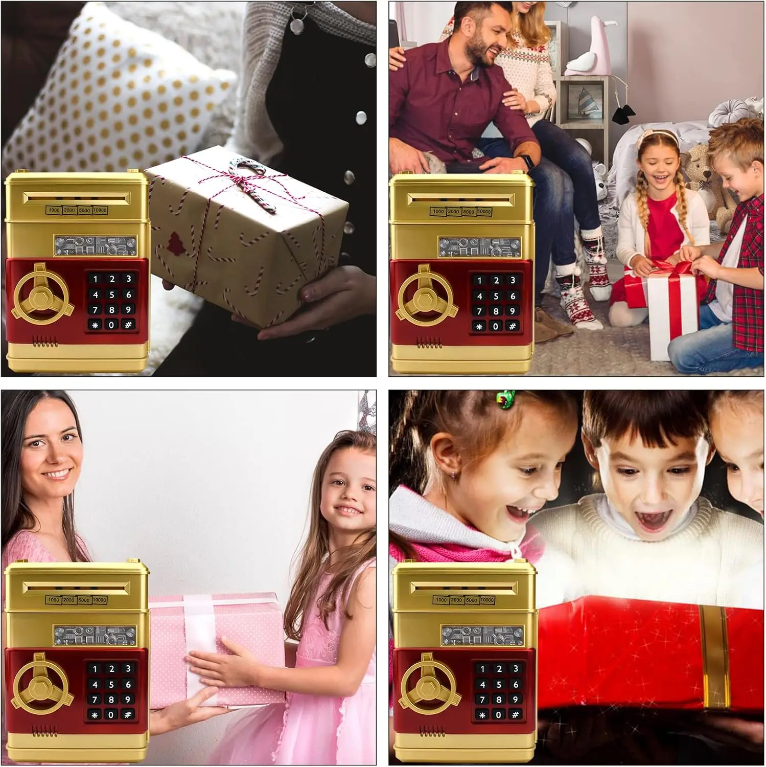 ATM Piggy Bank Security Machine Best Gift for Kids,Electronic Code Piggy Bank Auto Scroll Paper Money Saving Box Coin Bank