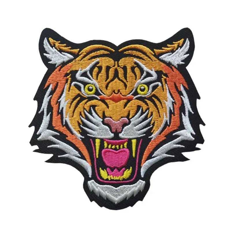 
Embroidered Service Custom animal Logo 100% Machine Embroidery tiger Patches iron on Badges OEM service 