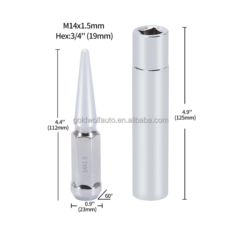 32+1 14x1.5 hex spike lug nut chrome wheel nut