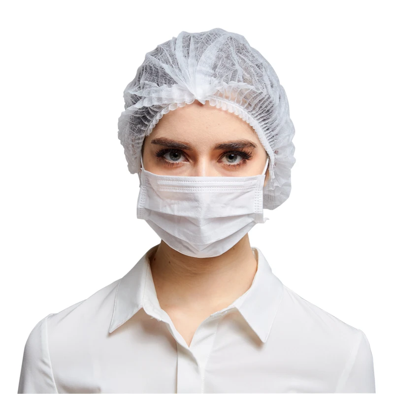 Non woven double elastic surgical head hair cover nonwoven disposable hair net cap clip caps medical bouffant cap disposable hat