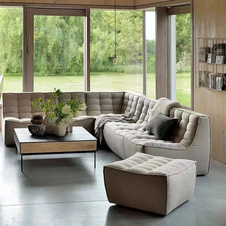 Foshan Italian nordic large size living room furniture fabric/leather L shape sectional sofa corner combination modular sofa