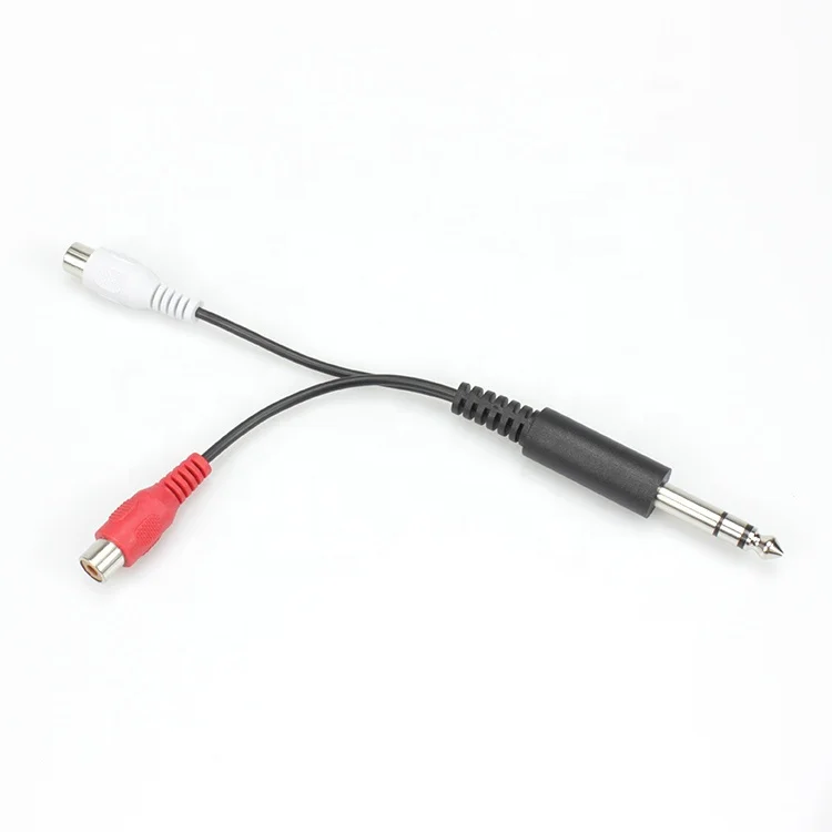 6.35mm 1/4 inch Male TRS Stereo Plug to 2 RCA Phono Female Audio Y Splitter Cable