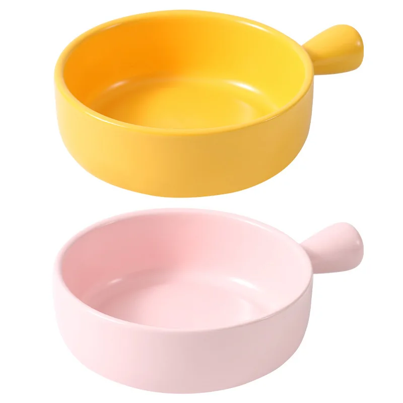 high quality free sample 600ml ceramic watermelon bowl european style western-style food plate set with handle