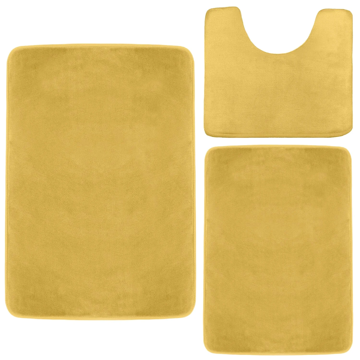 High Quality Extra Soft Velvet Non Slip Absorbent Bathroom Mats 3 Piece Memory Foam Rugs Sets