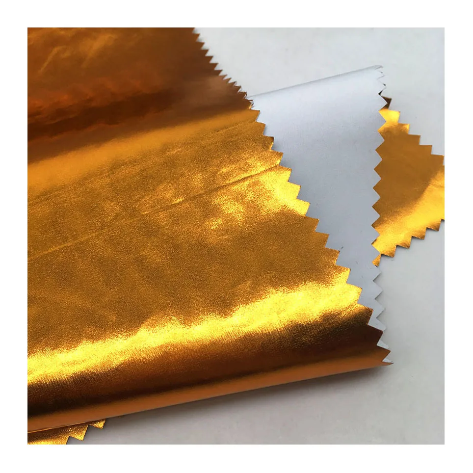 100% Polyester Gold Silver Metal Foil Printed Fabric for Clothing