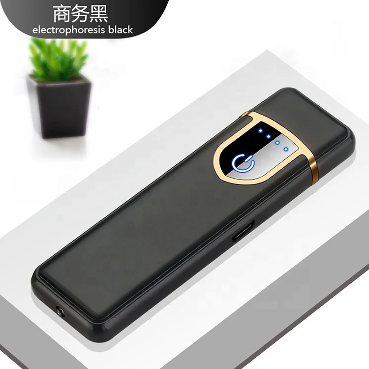 Custom Logo Two-side Touch Sensor Windproof Touch Screen Cigarette Heating Coil USB Lighter Electronic Rechargeable Lighter