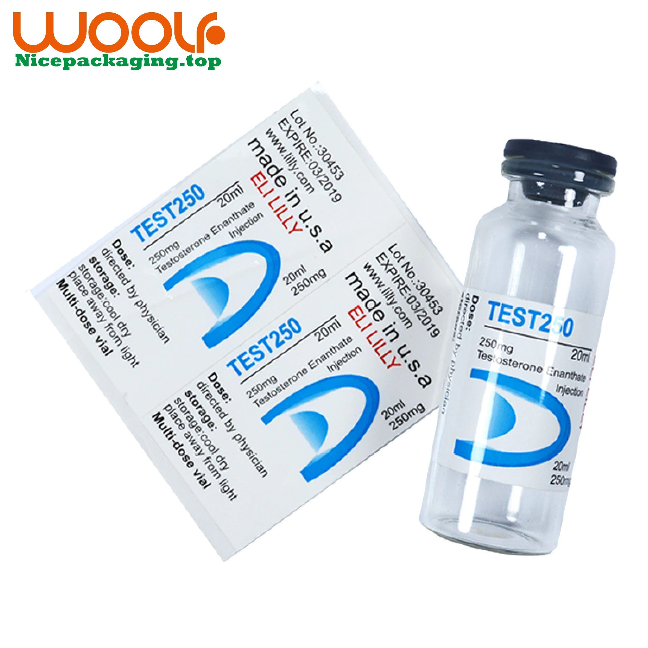 Cheap Price Custom Printing Waterproof Peptide Steroid vial label Boxes