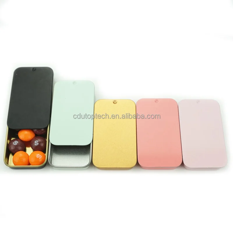 Portable Small Metal Tin Box Container Storage Case with Sliding Top for Drawing Pin Nail Art Bead Earring and Jewelry Craft