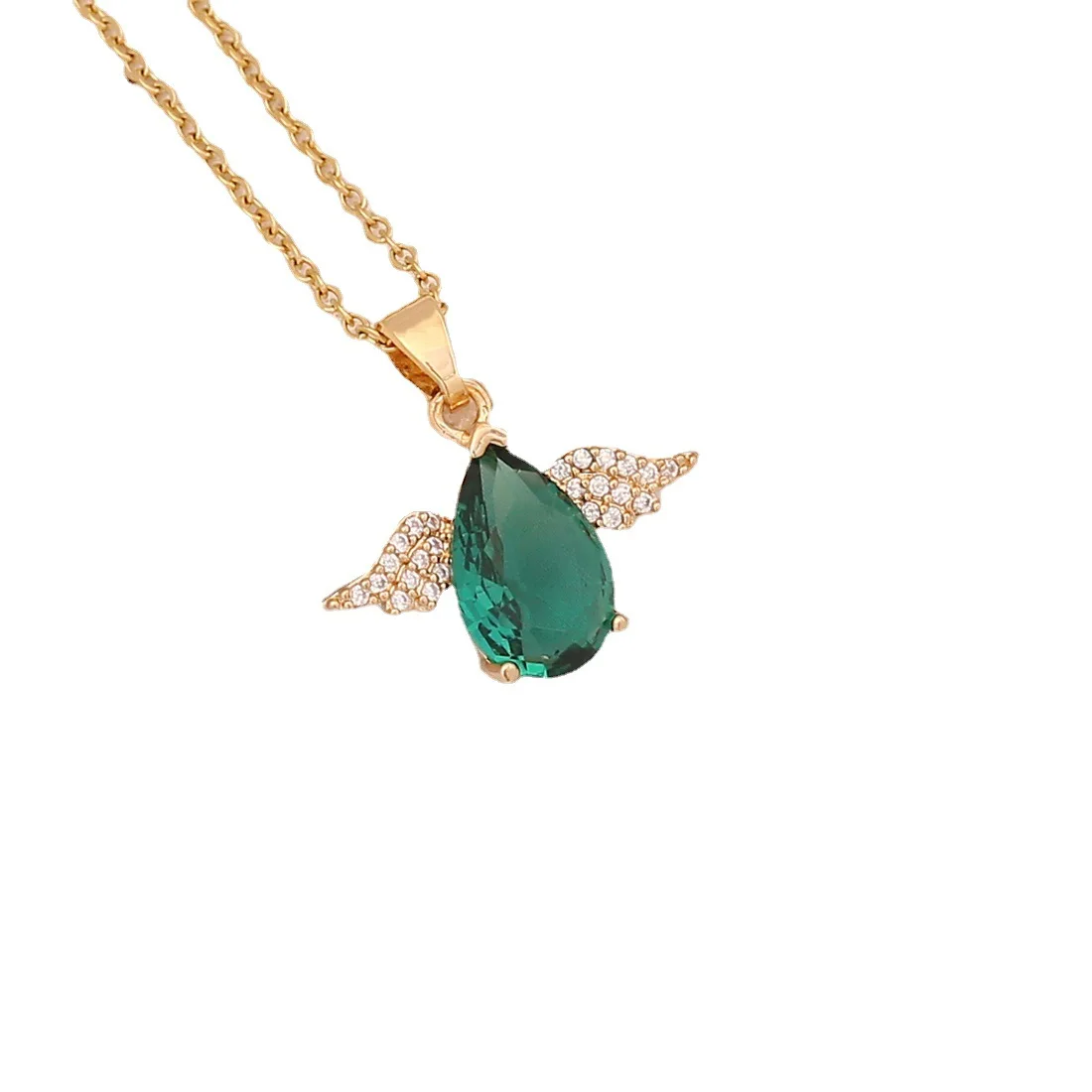 Dropshipping Emerald zircon necklace Copper micro-inlaid butterfly pendant flower clavicle chain N580
