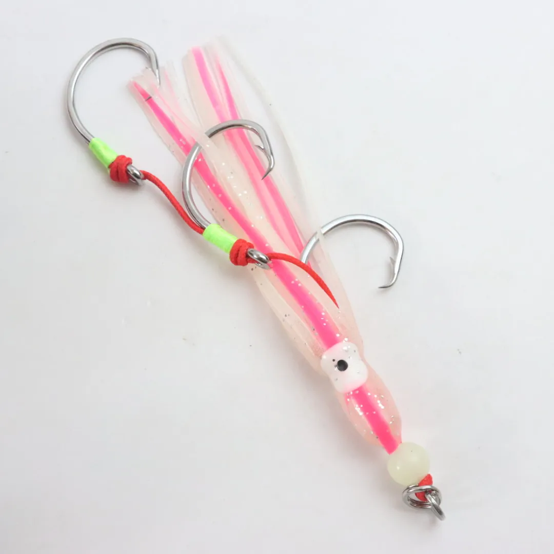 In stock Stainless steel fishhook Jigging Octo Hooks  Assist Hooks Fishing Slow Lure Jig Glow Squid Assist Hook Making