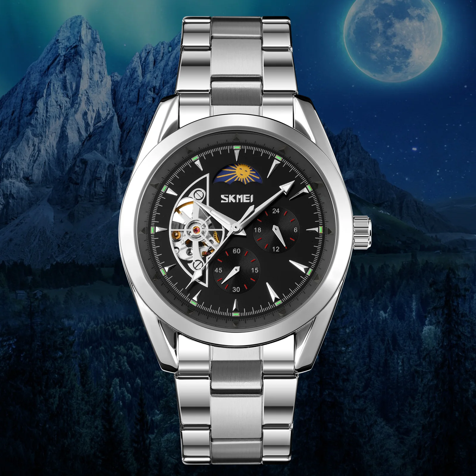 2021 New Arrival Skmei 9237 Factory Price mechanical watch Water water Resistant stainless steel automatic mechanical watch