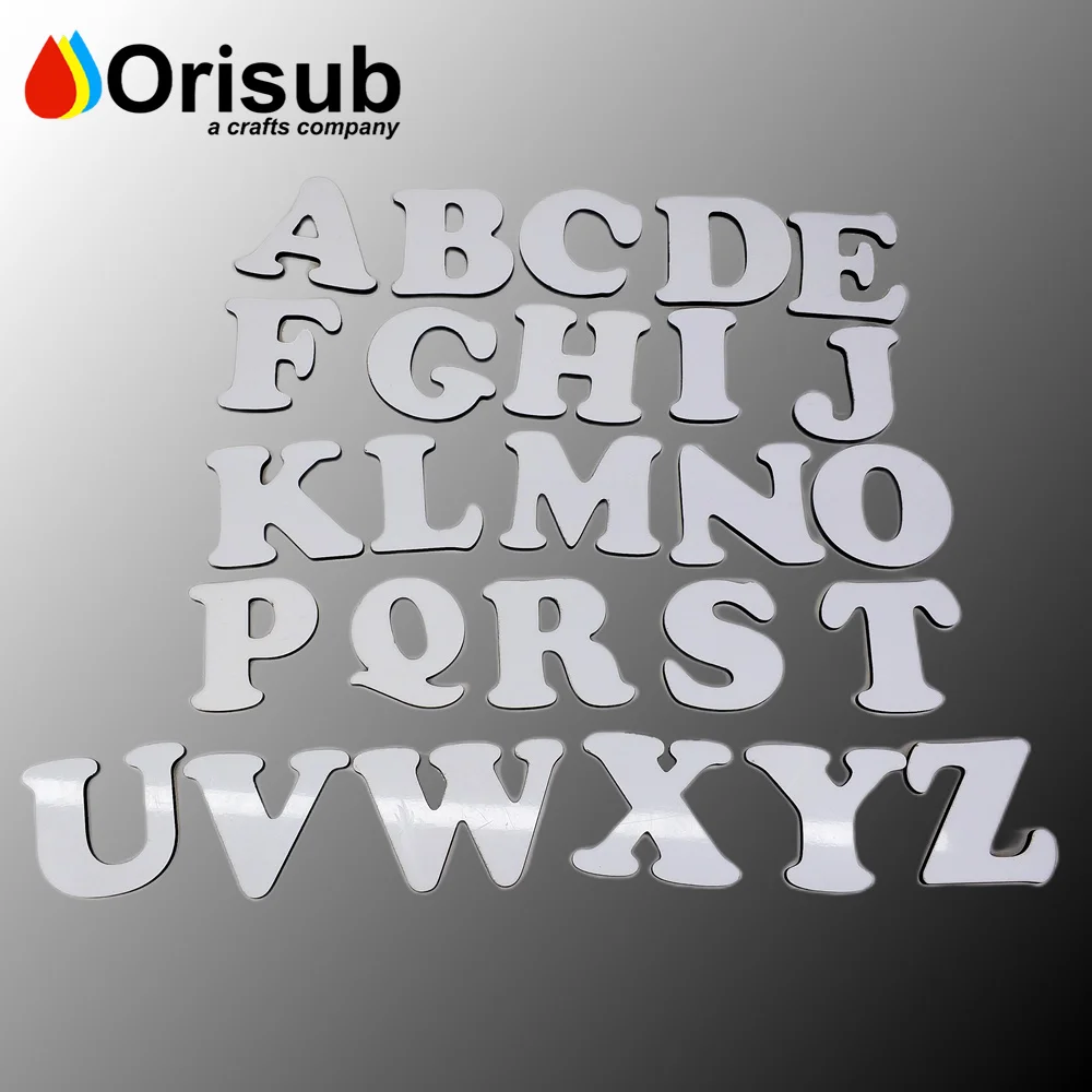 White glossy hardboard MDF alphabet blank sublimation wood letters