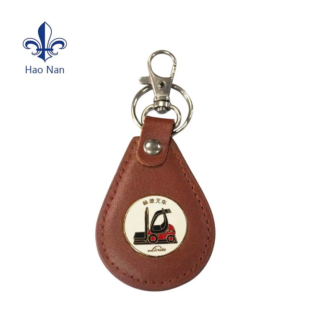 Wholesale new design leather promotional keychain custom leather key ring