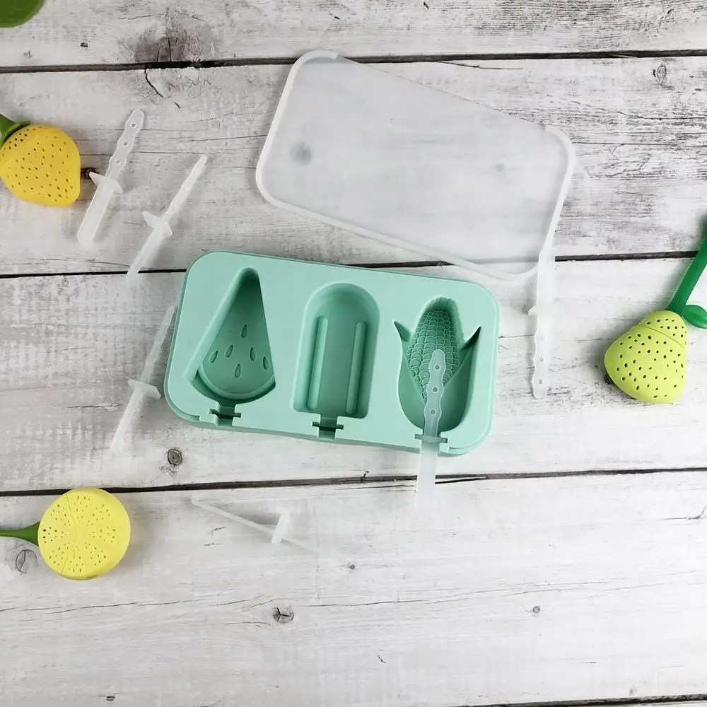Diy Food Grade Bpa Free Ice Mold Tools Cartoon Ice Cube Maker Tray With Lid Silicone Popsicle Ice Cream Mold