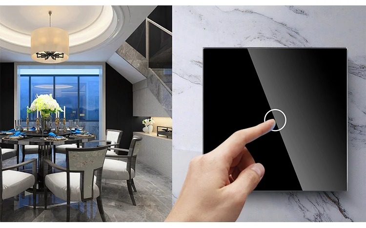 TAWOIA 86MM Electric Switch 1 Gang 300W economy normal Glass screen touch switch wall Light Switch