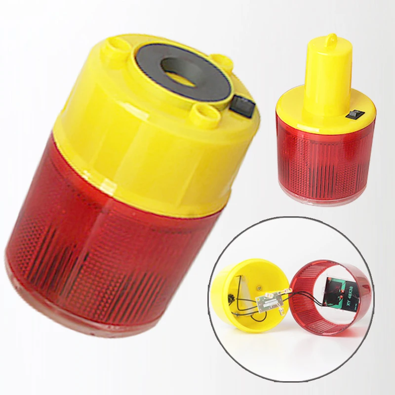 Red Construction Solar Powered Traffic Cone Emergency Warning Light Led Safety Signal Beacon